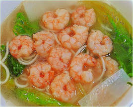 青菜虾仁汤面