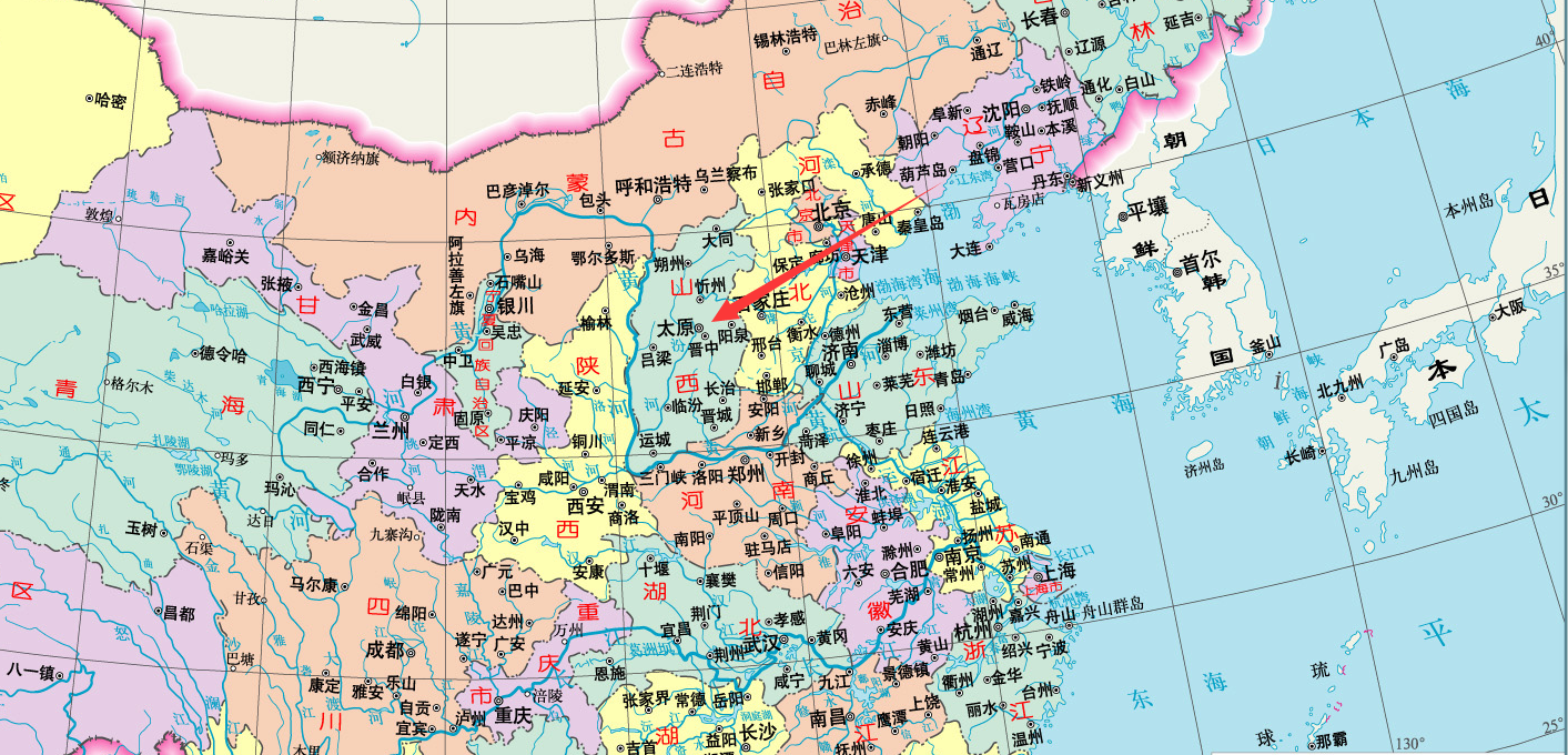 城市了,要是去大同市大概就是西偏南不多,要是去太原基本就西南向了