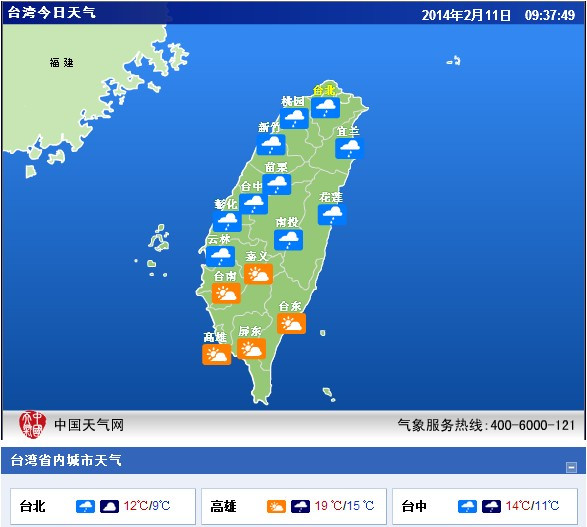 台湾的天气预报