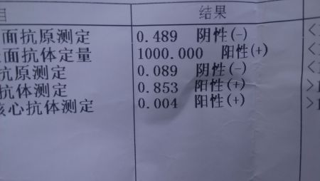 乙肝两对半检测报告!